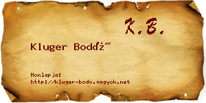 Kluger Bodó névjegykártya